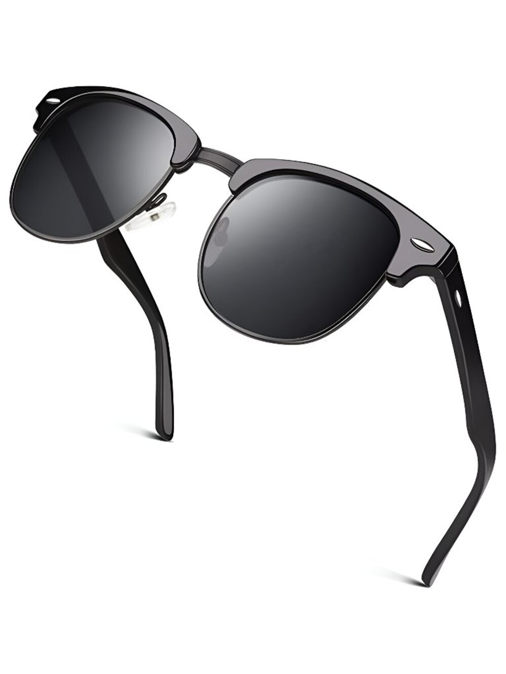 Classic Horn Rimmed Semi Rimless Polarized Sunglasses for Men Women